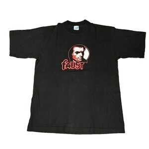 Vintage Faust Shirt Mens Medium Black Experimental Rock Band Rare 90s T Shirt